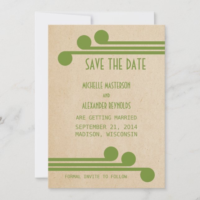 Convite de Save the Date Green Deco Chic (Frente)