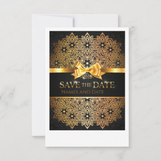 Convite de Save the Date Mandala Dourada de Luxo