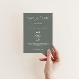 Convite de Save the Date Moderno em Verde Sage