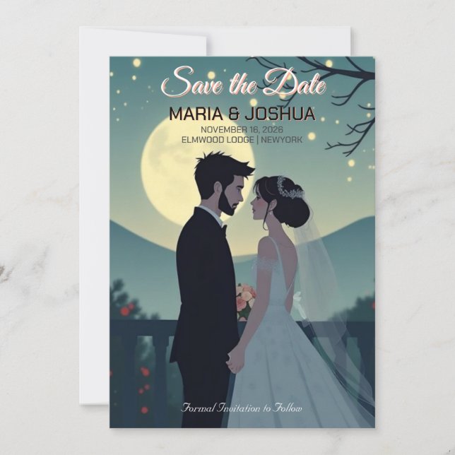 Convite de Save the Date no Estilo Studio Ghibli (Frente)