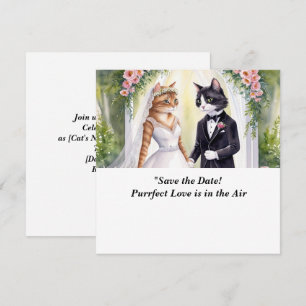 Convite de Save the Date para CASAMENTO DE GATO 