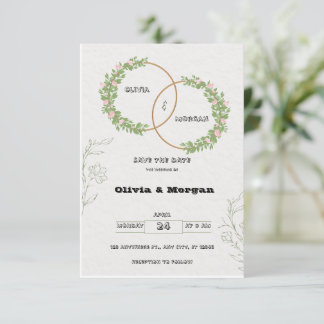 Convite de Save the Date Simples Verde e Branco