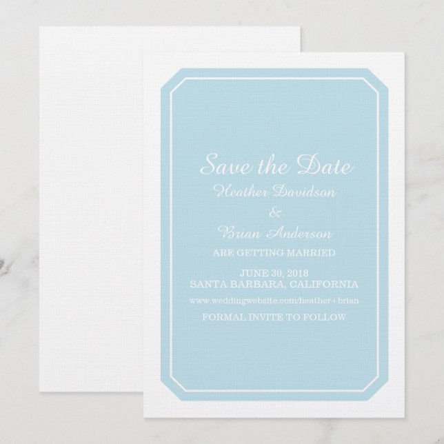Convite de Save the Date Simplesmente Elegante Azu (Frente/Verso)