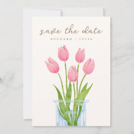 Convite de Save The Date TULIP / Floral Aquarela