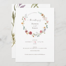 Convite de Script de Aquarela de Flores Selvagens