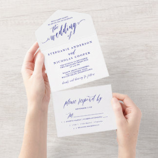 Convite de Script Elegante Azul-marinho