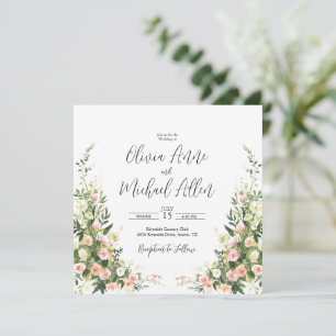 Convite de Script Elegante De Aquarela Floral Cor-