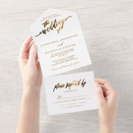 Convite de Script Elegante Dourado