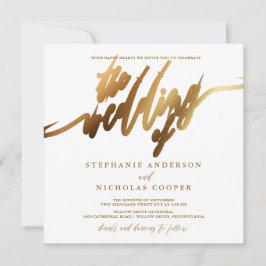 Convite de Script Elegante Dourado
