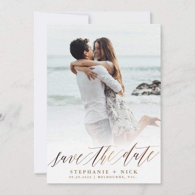 Convite de Script Elegante Dourado (Frente)