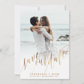 Convite de Script Elegante Dourado