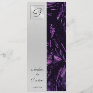 Convite de seda roxo do programa do casamento do