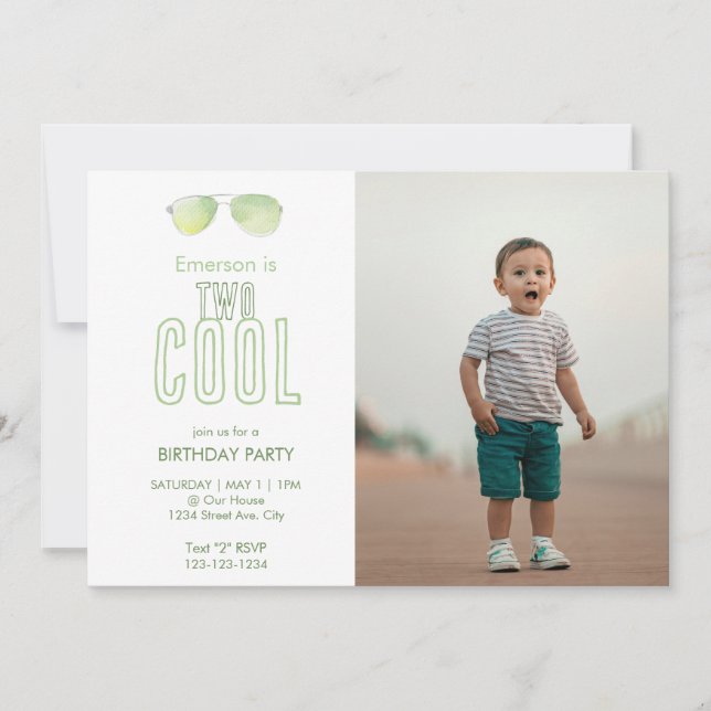 Convite de segundo aniversário Two Cool (Frente)