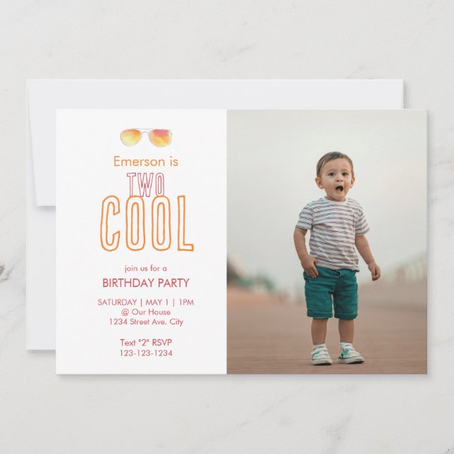 Convite de segundo aniversário Two Cool (Frente)