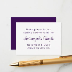 Convite de selagem de templo de script roxo minima