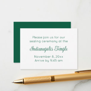 Convite de selagem de templo de script verde minim