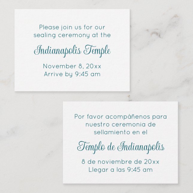 Convite de Selamento de Templo em Roteiro Teal Bil (Frente/Verso)
