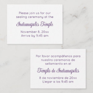 Convite de Selamento do Templo em Letra Roxa Bilín