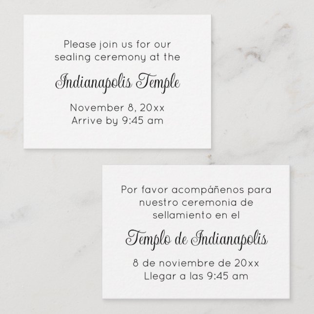 Convite de Selamento no Templo em Letra Preta Bilí (Frente/Verso)