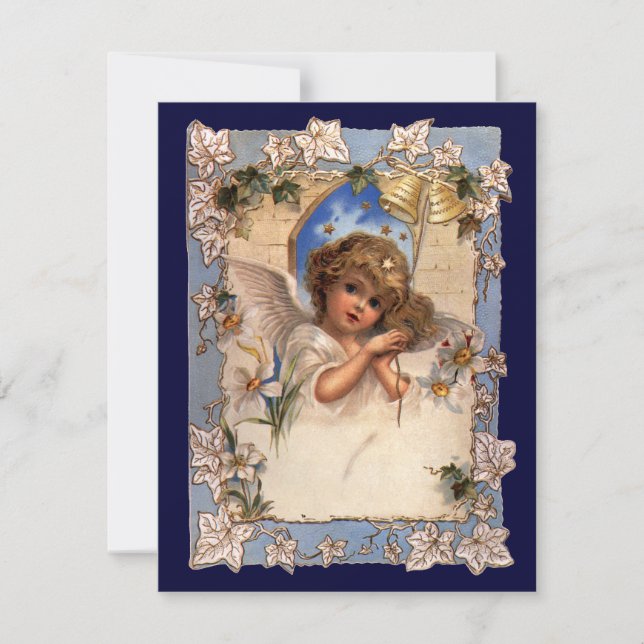 Convite de Sininhos de Anjo de Natal Vitoriano Ant (Frente)