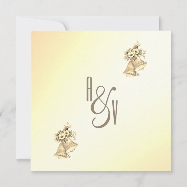 Convite de Sino de Noivado Amarelo (Verso)