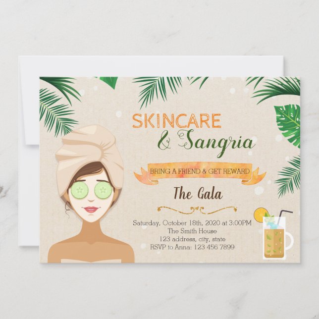 convite de skincare e sangria temática (Frente)