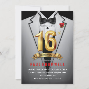 Convite de Smoking para Aniversário de 16 Anos