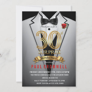 Convite de Smoking para Aniversário de 30 anos Sur
