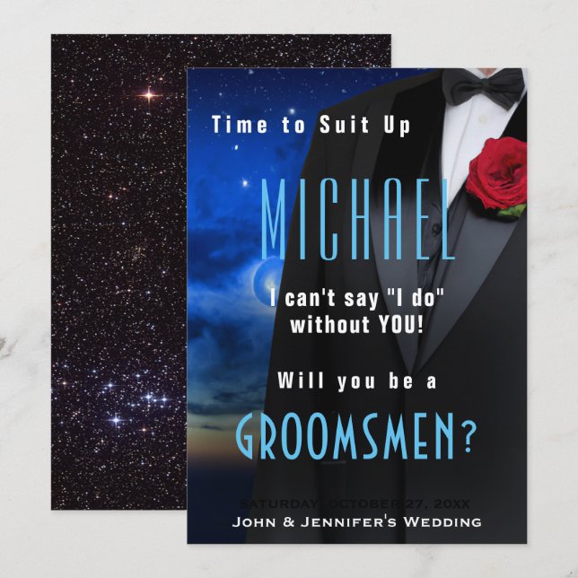 Convite de Smoking para Padrinho Prepare-se (Frente/Verso)