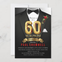 Convite de Smoking para Surpresa de Aniversário de