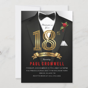 Convite de Smoking Preto para 18 Anos