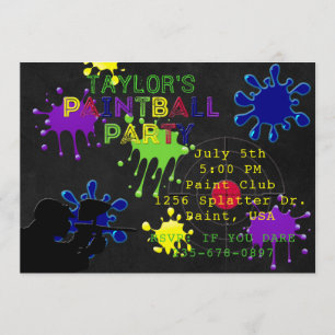 Convite de Splat do preto do quadro do partido do