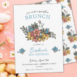 Convite de Springtime de aniversário de 40 anos Br<br><div class="desc">Celebre um aniversário marcante nesta Primavera com este belo e doce convite de aniversário de primavera. Este convite galopante apresenta um trabalho artístico original que captura o espírito da estação com seu design floral lúdico. O adorável coelho, o bonito narciso do Primavera, e as pássaros azuis doces adicionam um toque...</div>