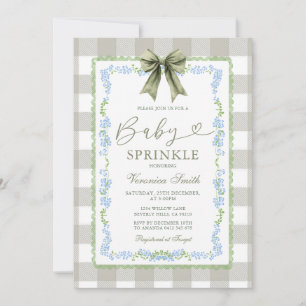 Convite de Sprinkle de Bebê com Laço Floral Gingha