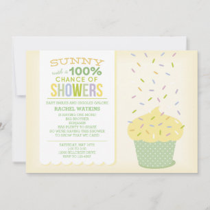 Convite de Sprinkle de Bebê Cupcake Amarelo