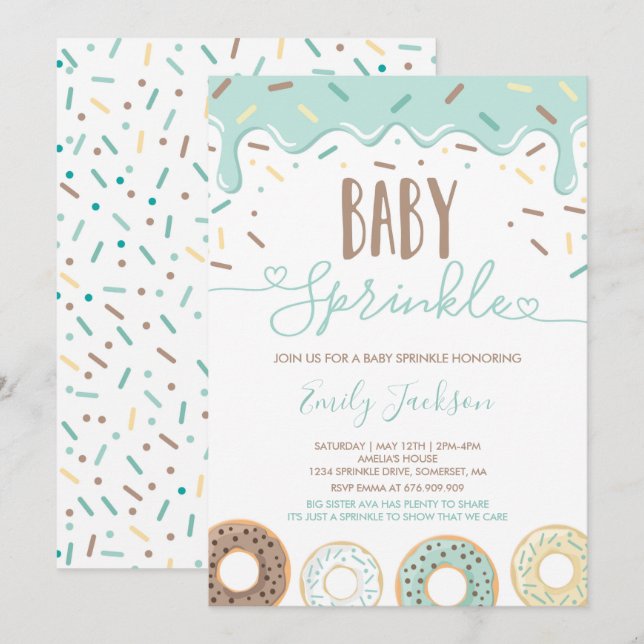 Convite de Sprinkle Donut Baby Espalhado Com Amor (Frente/Verso)