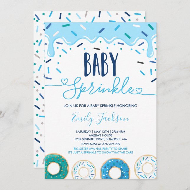 Convite de Sprinkle Donut Baby Espalhado Com Amor (Frente/Verso)