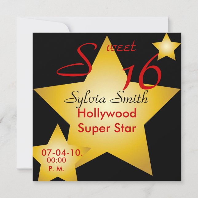 Convite de Super Estrela de Hollywood - Personaliz (Frente)