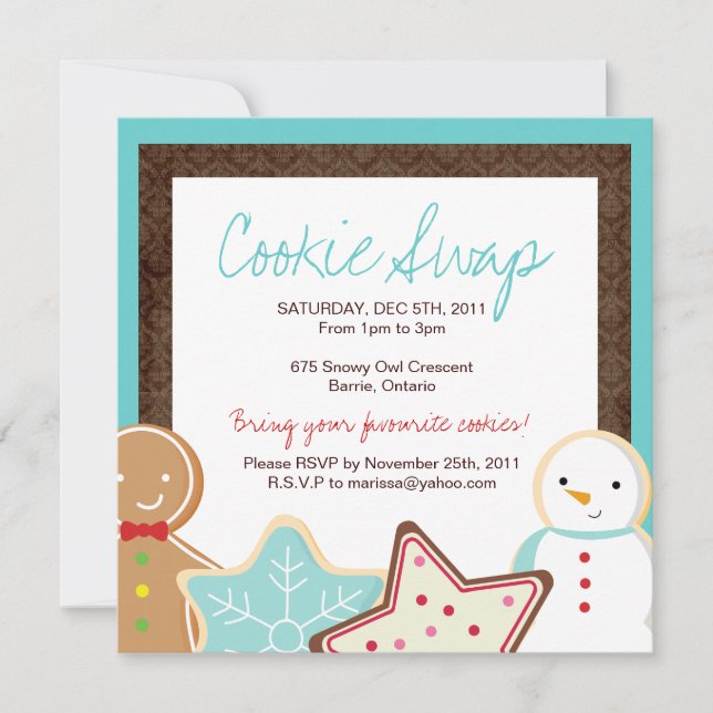 Convite de Swap de Cookie de Natal (Frente)