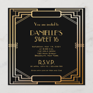 Convite de Sweet 16 inspirado no Grande Gatsby Art