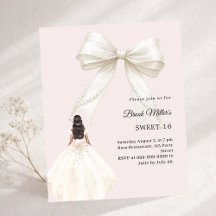 Convite de Sweet 16 rosa bege de vestido de cetim