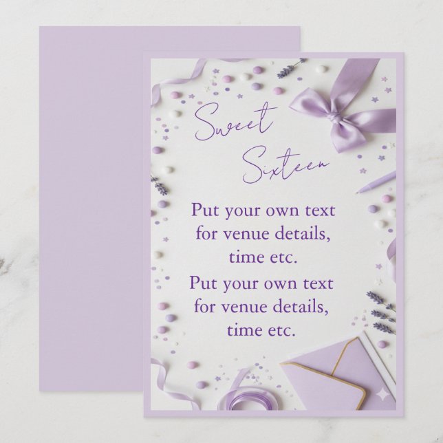 convite de Sweet Sixteen (Frente/Verso)