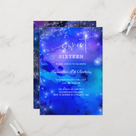 Convite de Sweet Sixteen Azul Real e Prata