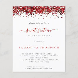 Convite de Sweet Sixteen com Brilho Vermelho Orçam