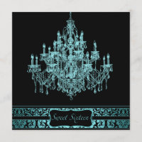 Convite de Sweet Sixteen de Lustre Azul Turquesa