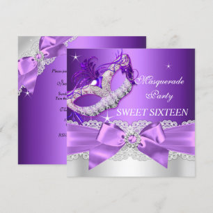 Convite de Sweet Sixteen de Mascarada com Laço Rox