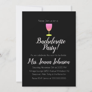 Convite de Taça de Vinho para Festa de Despedida d