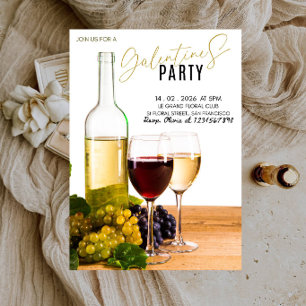 Convite de Taças de Vinho Elegantes para a Festa d
