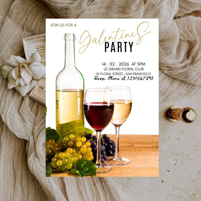Convite de Taças de Vinho Elegantes para a Festa d (Criador carregado)