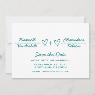 Convite de Teal Heart Equation Save the Date